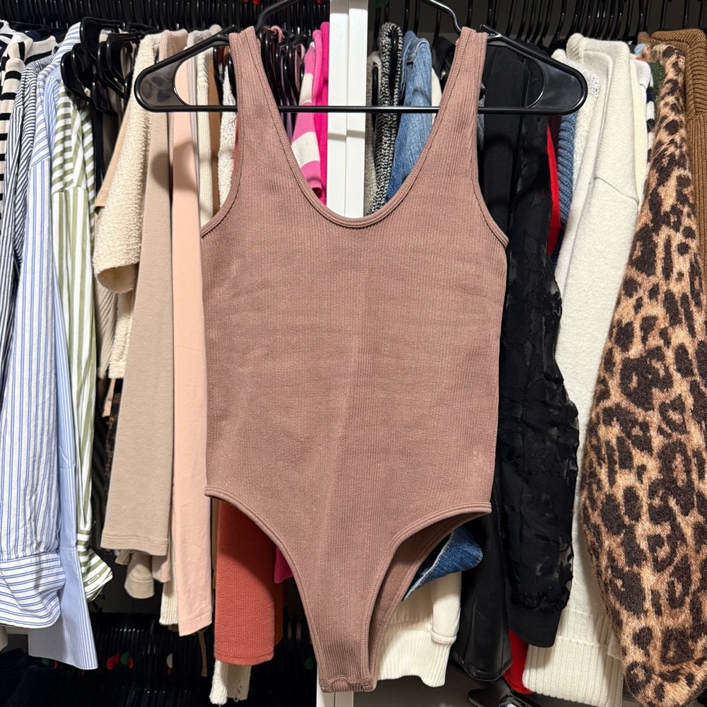 Zara Brown Ribbed Tank Bodysuit | Size M